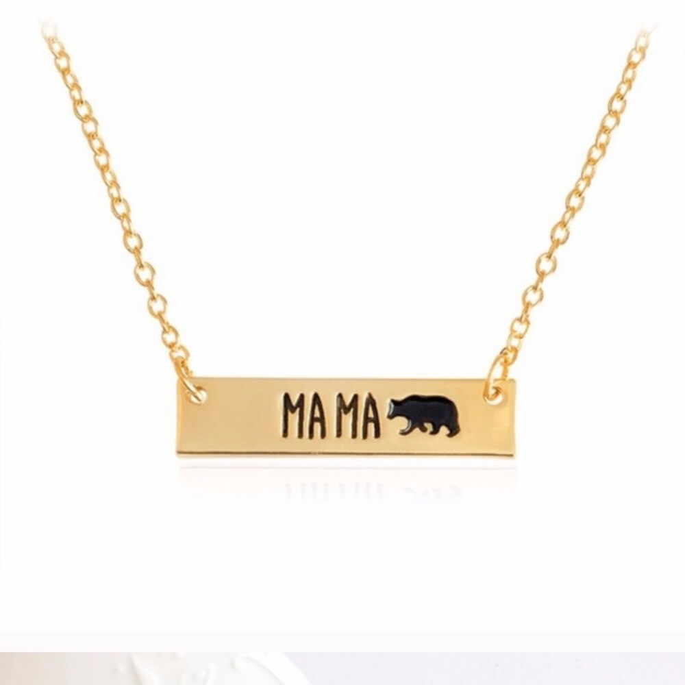 Mama Bear Necklace Gold
